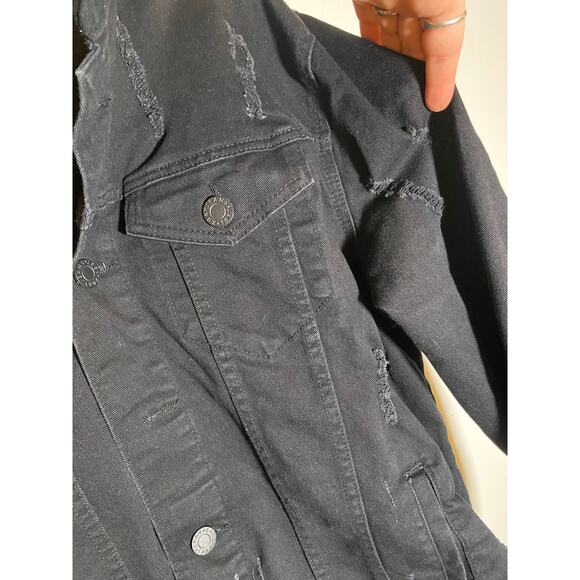 XRAY JEANS Men’s black denim Distressed jacket SZ XL - Picture 6 of 7